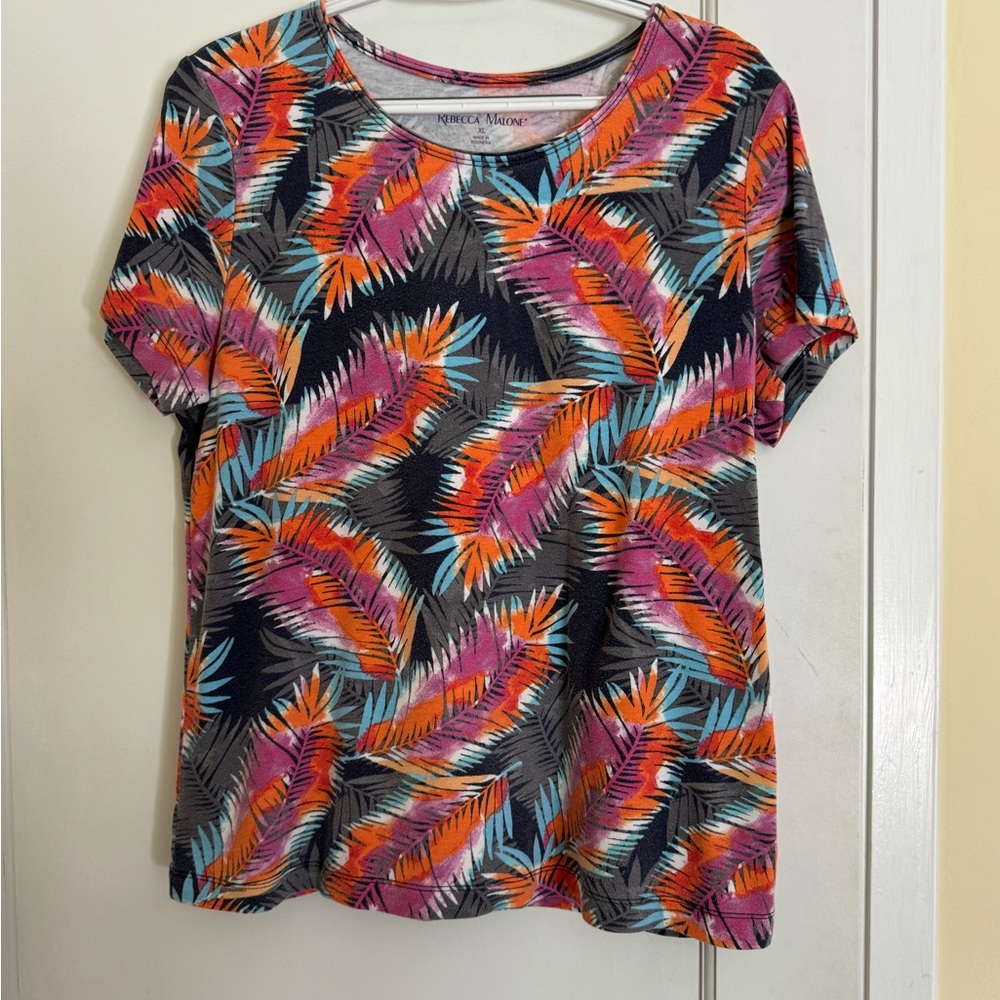 Rebecca Malone Tropical Palm Tee Shirt Size XL